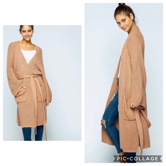 SALE!!! 1 Left! A Staple! Tan Midi Open Sweater. - Picture 3 of 3